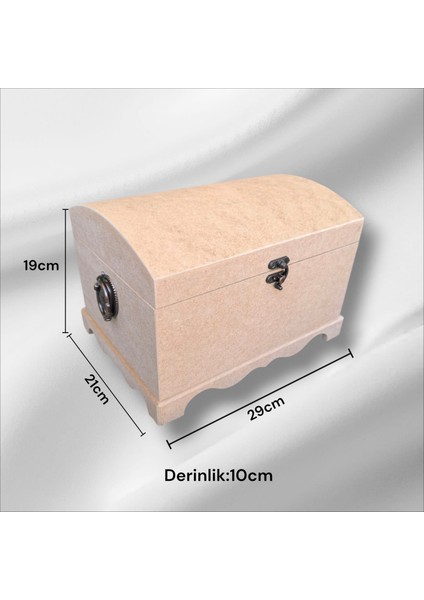 Ahşap Boyanabilir Takı-Makyaj-Aksesuar- Dekoratif Klipsli Orta Boy Çok Amaçlı Sandık Kutu