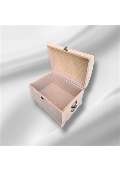 Ahşap Boyanabilir Takı-Makyaj-Aksesuar- Dekoratif Klipsli Orta Boy Çok Amaçlı Sandık Kutu fiyatları