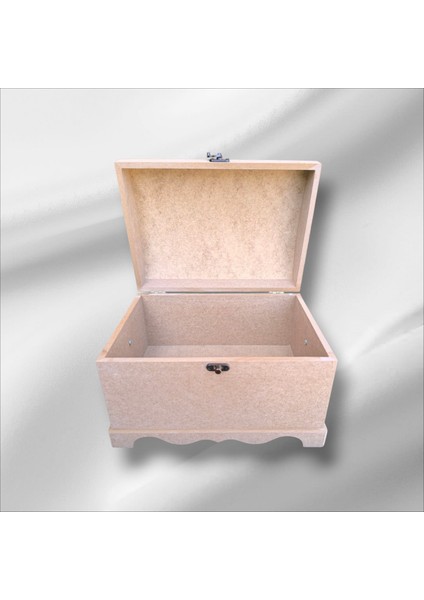 Ahşap Boyanabilir Takı-Makyaj-Aksesuar- Dekoratif Klipsli Orta Boy Çok Amaçlı Sandık Kutu