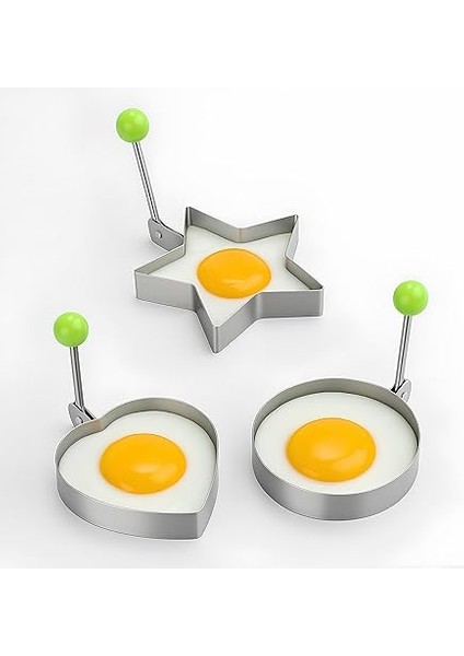 3’lü Metal Omlet ve Krep Kalıbı Seti | Yuvarlak, Kalp ve Yıldız Şekilli Yanmaz &amp; Yapışmaz Pişirme Kalıpları | Kahvaltı, Yumurta, Pancake ve Krep Için Şekil Verici fırsatları