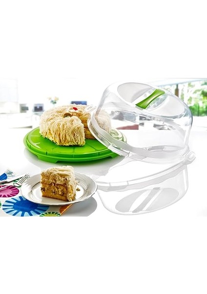 Home Kek Taşıma Kabı, Bpa Içermeyen Plastik, Saplı ve Kilitli Kek Fanusu, Taşınabilir ve Güvenli Saklama Çözümü (Yuvarlak) fiyatları