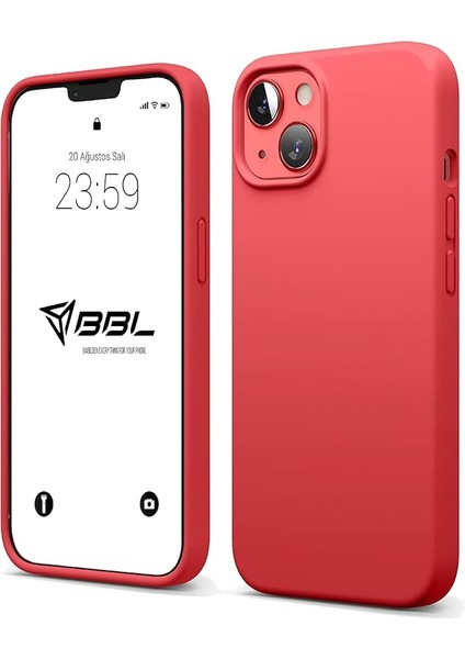 iPhone Kılıf Ince Sıvı Silikon 3 Katmanlı Tam Kaplamalı Yumuşak Jel Kauçuk Kılıf Kapak (Kırmızı, iPhone 13/14)