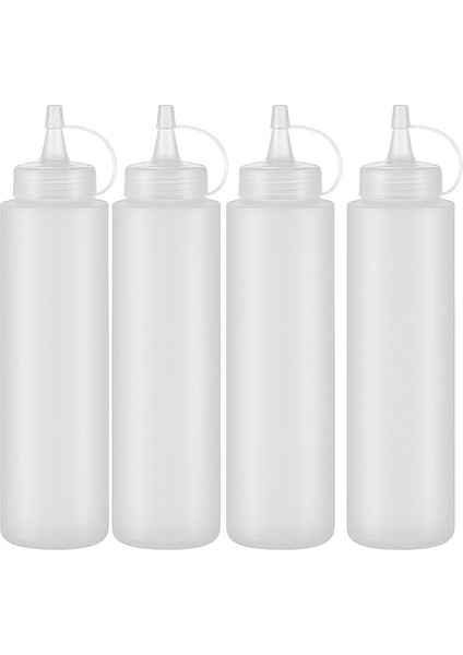 4 Adet Şeffaf Plastik Sosluk Ketçap Mayonez Sos Şişesi
