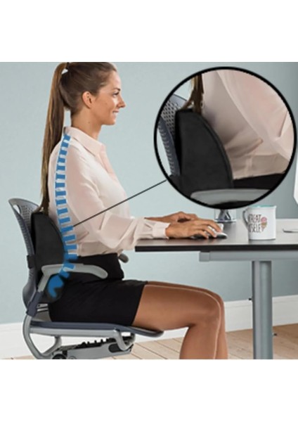 Visco Ortopedik Sandalye Bel Minderi Sırt Dayama Yastığı Visko Koltuk Bel Desteği