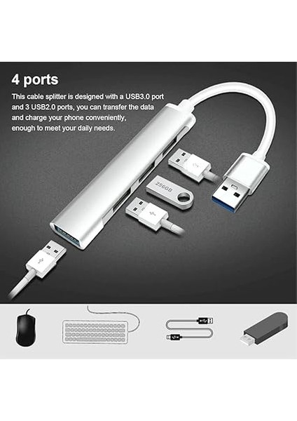 USB 4in1 Hub Adaptör USB 3.0 Çoğaltıcı, Gri fiyatları