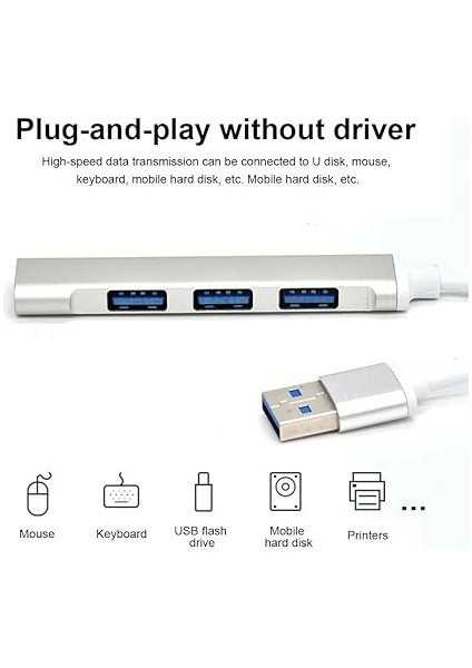 USB 4in1 Hub Adaptör USB 3.0 Çoğaltıcı, Gri modelleri