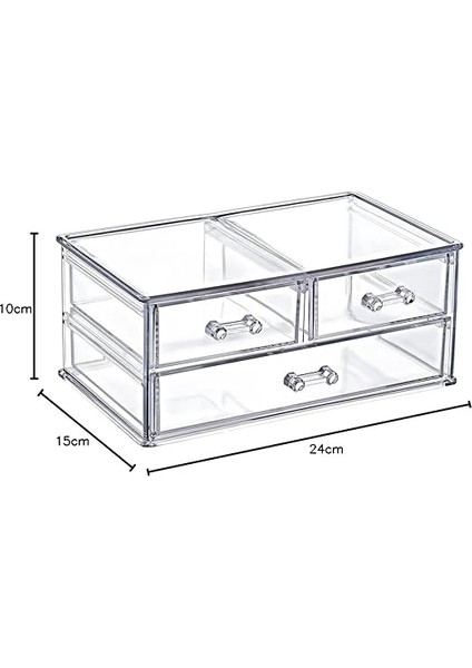 3 Çekmeceli Makyaj Malzemesi Düzenleyici Makyaj Organizeri, Akrilik Çekmeceli Makyaj Organizeri, 15CMX24CMX10CM fırsatları