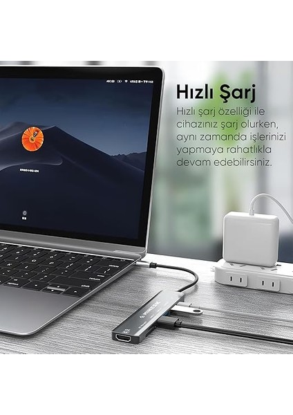 Macbook ile Uyumlu Usb-C Hub Çoklayıcı Hdmı/sd Card/micro Sd/usb 2.0/usb 3.0/usb-C/pd 100WATT / Bağlantı Port USB Çoklayıcı Adaptör (7-In -1 Multi Hub Hdmı) modelleri