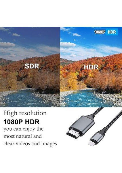 HDMI Kablosu, iPhone 4,0 M, HDMI Dönüştürücü Kablosu, HDMI Bağlantı Kablosu, Telefon/pad/pod To Tv/monitor/projektör, IPHONE14, 13, 12, 11, Youtube Tv Çıkışı, HD1080P, Tak ve Çalıştır ile Uyumlu fırsatları