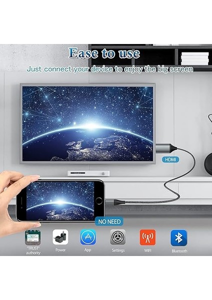 HDMI Kablosu, iPhone 4,0 M, HDMI Dönüştürücü Kablosu, HDMI Bağlantı Kablosu, Telefon/pad/pod To Tv/monitor/projektör, IPHONE14, 13, 12, 11, Youtube Tv Çıkışı, HD1080P, Tak ve Çalıştır ile Uyumlu indirimleri