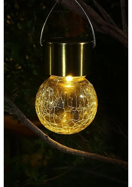 Solar Bahçe Lambası, Kırık Cam Desenli Kristal Top, Sarı Işık, 200 Mah, Güneş Enerjisi Ile Şarj Olur, Bahçe, Ev, Etkinlik Dekorasyon, IP44 Suya Dayanıklı, 042 (1 Adet)