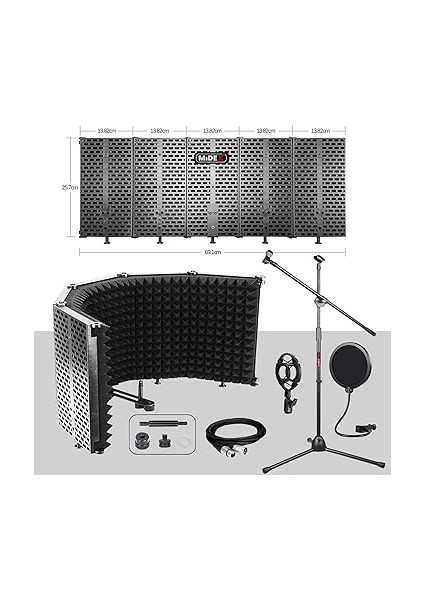 PF-43X Set Mikrofon Ses Yalıtım Paneli (69X26CM) Stand Filtre Shock Mount Xlr Kablo Sünger modelleri