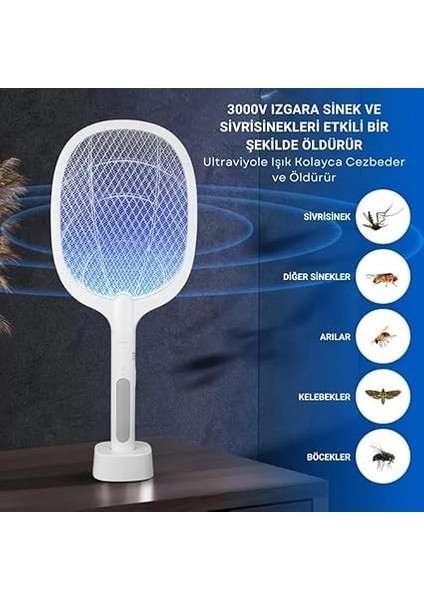 Şarjlı 12000MAH 300V 5 Katmanlı Uv Işıklı Elektrikli Sivrisinek Öldürücü Raket Sinek Öldürücü Sineksavar modelleri