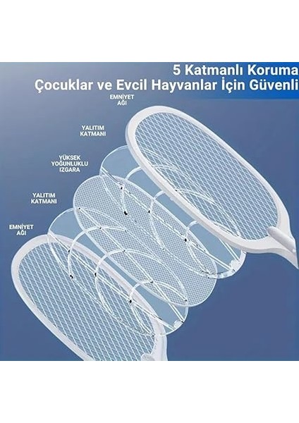 Şarjlı 12000MAH 300V 5 Katmanlı Uv Işıklı Elektrikli Sivrisinek Öldürücü Raket Sinek Öldürücü Sineksavar indirimleri