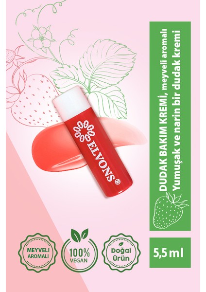 Lip Balm Dudak Bakım Kremi Besleyici ve Nemlendirici Çilekli