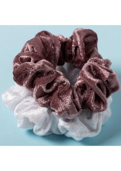 2 Li Mürdüm Beyaz Kadife Saç Lastik Simit Toka