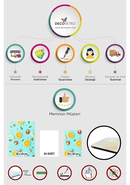 Turuncu Yaz Görünümlü | Cam Kesme Tahtası - Kesim Tablası | 20 x 30 cm fırsatları