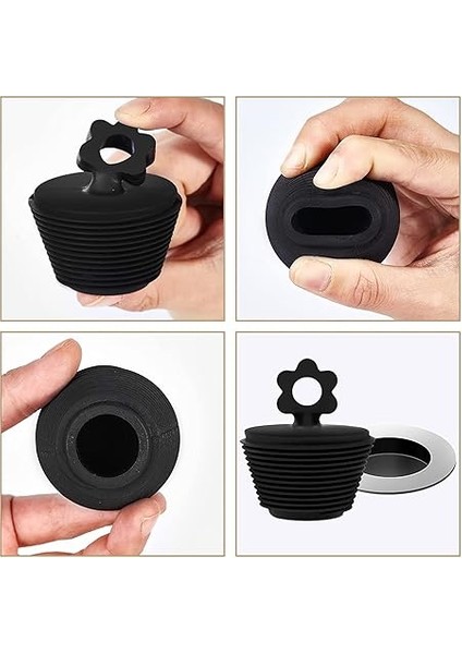 Paket Evrensel Küvet Tıkacı, Silikon Küvet Tıpası, Mutfak Küvet Lavabo Giderleri Için Küvet Gider Tıkacı (Siyah) fırsatları