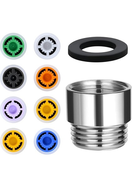 Duş Akış Azaltıcı Sınırlayıcı Seti, Duş Akış Kısıtlayıcı, Su Tasarruflu Musluk Filtresi, 1 Adet Su Tasarruflu Duş Başlığı ve 8 Farklı Akış (4-15L/DAK), Evrensel Musluk Havalandırıcı Yedek