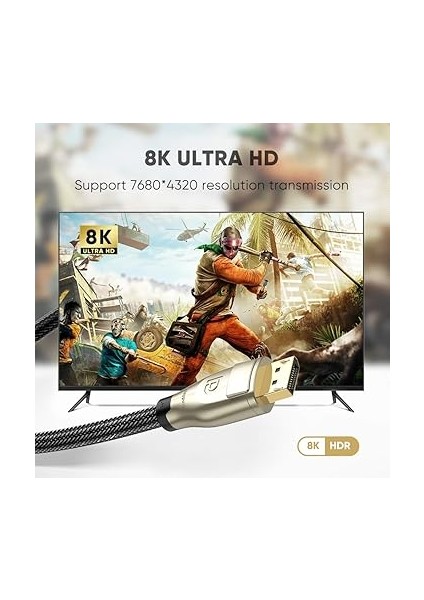 8k 60Hz 4K 144Hz V1.4 Displayport Görüntü ve Ses Aktarım Kablosu 3 Metre fiyatları