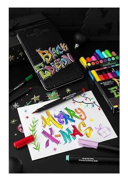 Black Edition Keçeli Kalem Fırça Uç 10’lu, Parlak Renkler, Yazım ve Boyama Için Uygun, Yumuşak ve Esnek Uç fiyatları