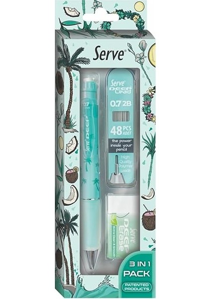 Doğa Desenli Deep Kalem, Deep Silgi ve Deep Min, 0.7 Mm, Nane Yeşili modelleri