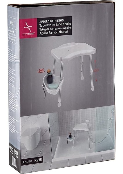 M-KV35-01 Apollo Duşlu Banyo Taburesi, Beyaz fırsatları