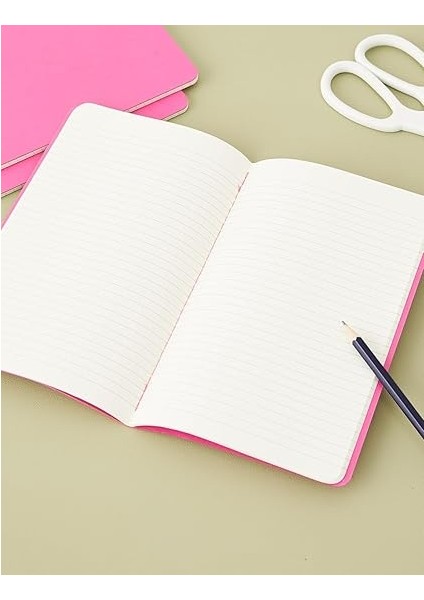 Çizgili Cahier Not Defteri 3'lü Set L Boy Kinetik Pembe modelleri