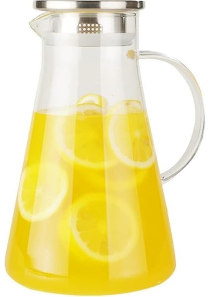 Borosilikat Ateşe Dayanıklı Metal Kapaklı Cam Konik Sürahi fiyatları