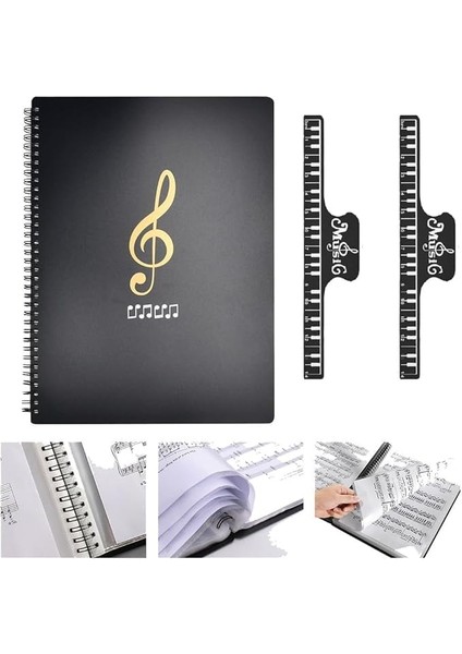 Nota Dosyaları A4 Koro Klasörü Siyah Nota Klasörü Nota Sayfaları Için 50 Cep Müzik Notası Klasörü Halkalı Klasör Şeffaf Dosya Plastik Kayıt Klasörü Müzik Sayfası Klasör Koro Konzer Koro