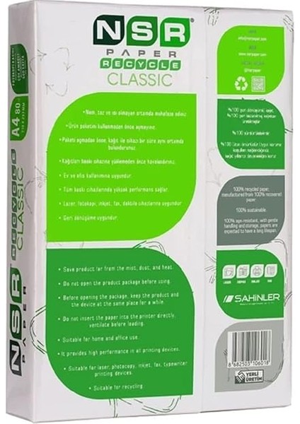 Paper Classic Geri Dönüştürülmüş A4 Fotokopi Kağıdı 80 gr - Ürün Rengi%70 Beyazdır fiyatları