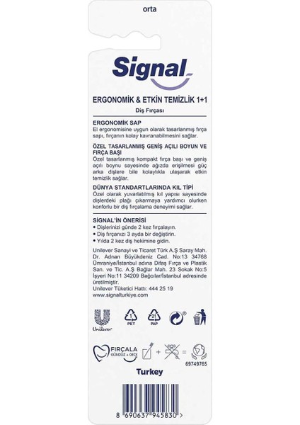 Ergonomik ve Etkin Temizlik 2'li Orta Diş Fırçası modelleri