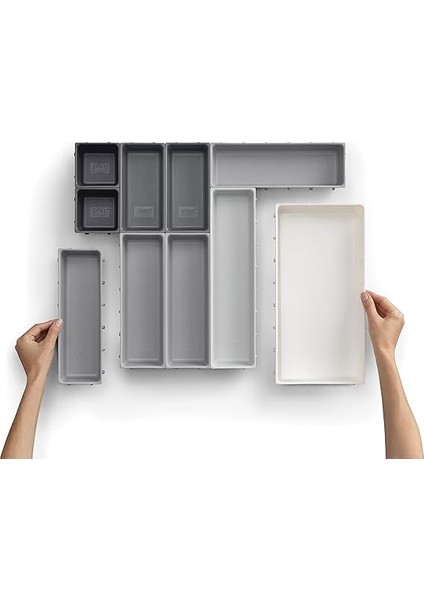 Joseph Blox 10 Parçalı Mutfak Çatal Bıçak Takımı, Kırtasiye Aleti, Modüler Çekmece Düzenleyici Seti, Gri indirimleri