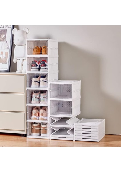 Team Katlanabilir Ayakkabı Düzenleyici, Saklama ve Istfileme Icın Pratik Ayakkabı Organizeri, Montajsız Şeffaf Kapalı Ayakkabı Raf Dolabı, Plastik Ayakkabı Rafı Kutusu (6 Kat)