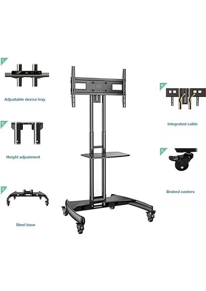 Bayou Nb AVA1500-60-1P LCD LED OLED Plazma Düz Panel Ekranlar Için 32-75 Inch Tuv Sertifikalı Tekerlekli Profosyonel Tv Sehpası indirimleri