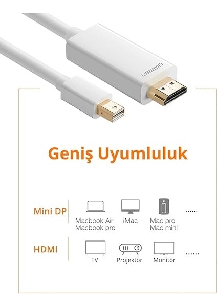 4K Mini Displayport HDMI Dönüştürücü Kablo, 3 Metre, Siyah fiyatları