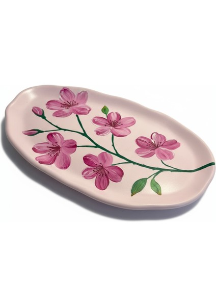Pembe Çiçek Desenli Dekoratif Kayık Tabak – 28,5 cm x 16,5 cm modelleri