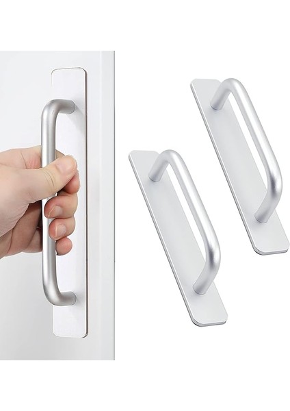 2 Adet Kendinden Yapışkanlı Mobilya Kulpları, Alüminyum Dolap Kulpları, Çekmece Kulpları, Kapı Kolları, Delmeden Elbise Dolabı, Mutfak, Sürgülü Kapı, Balkon Kapısı Için Sap (148 Mm, Gümüş)