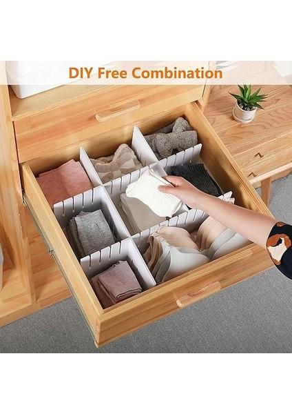 4'lü Plastik Ayarlanabilir Çekmece Düzenleyici Organizer - Iç Içe Geçmeli Kesilebilir - 8CMX43CM - Mutfak Iç Çamaşırı Çorap Sütyen Dolap Takı Makyaj (4) fiyatları