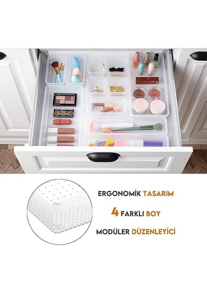 Home 36'lı Mega Set Modüler Çekmece Içi Organizer - Banyo Takı Aksesuar Düzenleyici Şeffaf modelleri