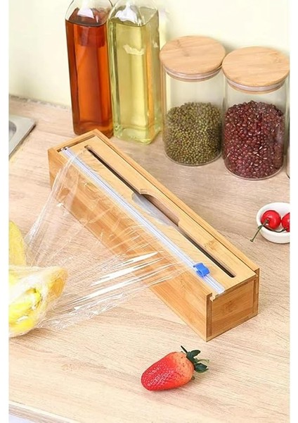 Home Bambu Asılabilir Streç Film ve Alüminyum Folyo Kesme Aleti, Kesici Streçlik ve Folyoluk, Mutfakta Pratik Kullanım Için Tasarlanmış, Dayanıklı ve Şık Mutfak Aksesuarı (Tek Gözlü) modelleri