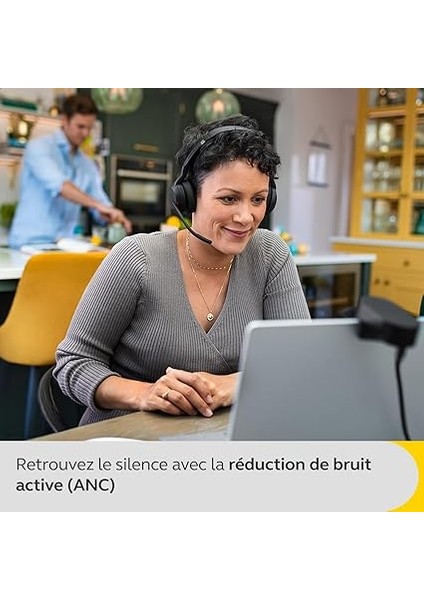 Evolve2 55 Stereo Kablosuz Kulaklık Jabra Air Comfort Teknolojisi, Gürültü Önleyici Mikrofonlar ve Aktif Gürültü Önleme - Ms Teams Sertifikalı, Diğer Tüm Platformlarla Çalışır - Siyah fırsatları