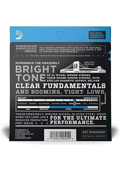 E Bass Gitar Teli | Telleri E Bass | Bas Gitar Telleri | Telleri 5 Telli Elektrikli Fas | En Popüler Tel Markası | EXL170-5 | Nikel Kaplama Çelik | Light (45-130) | Long Scale fiyatları