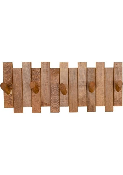 Ahşap Duvar Kapı Askısı Elbise Askılık Çit Model 5 Askılı Yuvarlak