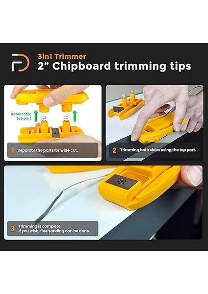 Furndıy 3'ü 1 Arada Kenar Bantlama Düzeltici - Kenar Bantlama Düzeltici - Kenar Bantlama Kesici - Melamin Kesici - Kenar Bantlama Kırpma (3'ü 1 Arada Kenar Bant Düzeltici + Yedek Bıçaklar) indirimleri