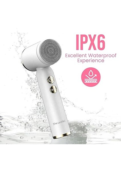 Elektrikli Yüz Temizleyici - 3 Eksfoliye Edici Fırça Başlığı, 3 Hız Seviyesi, LCD Ekran, Su Geçirmez, Şarj Edilebilir - Yüz Temizleyici (Beyaz) fırsatları