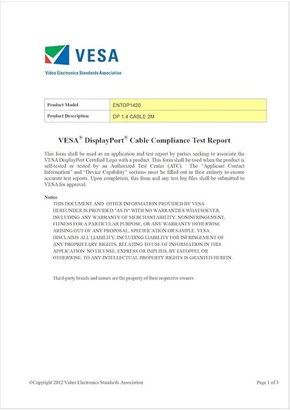 V1.4 Vesa Displayport Sertifikalı 32.40 Gbps Bandwith Hbr3 8k 60Hz, 4K 144Hz, 4K 120Hz, 4K 60Hz, 2k 240Hz, 2k 165Hz, 1080P 240Hz Destekli Hdr, Freesync, G-Sync Displayport Kablo fırsatları