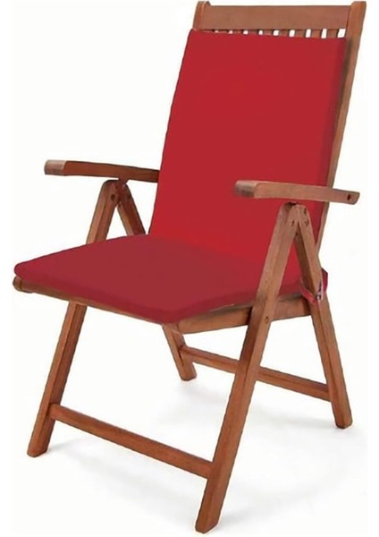 Bahçe Balkon Salon Kırmızı Sandalye Minderi (Arkalıklı) 2'li