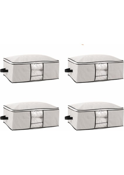 ve Yatak Altı Uyumlu 4 Adet Lüks Pencereli Dolap Düzenleyici Hurç Baza Altı Hurç 64X45X22 cm (Beyaz)