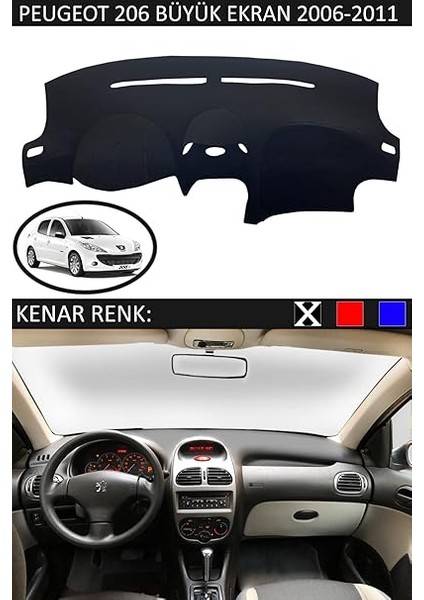 Torpido Koruma Halısı Siyah Kenar Renk Siyah Peugeot 206 2006-2011 ile Uyumlu fiyatları